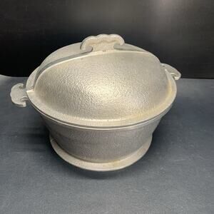 Vtg Guardian Ware Service Cast Hammered Aluminum 10” Round Roasting Pot W/Lid